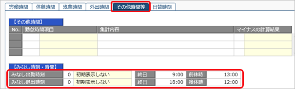 20231115_出張や直行直帰の場合などに、打刻をしなくても出勤時間を集計する勤務の設定例（みなし時刻の設定例）_001_勤務体系.png