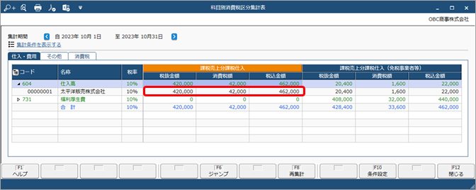 20260605_《申告書の作成前に》免税事業者等との取引を月次でチェックする_004_科目別消費税集計表.png